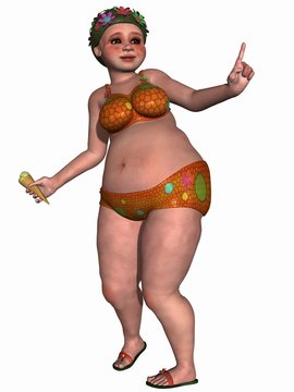 Weinbliche Fantasie Figur im Badeanzug