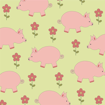 Background pattern with pigs