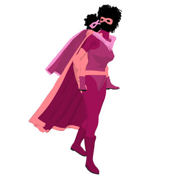 African American Super Hero Mom Illustration Silhouette