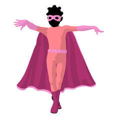 African American Super Hero Girl Illustration Silhouette
