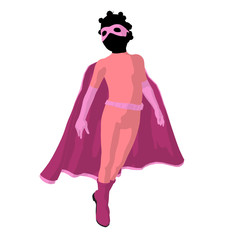 African American Super Hero Girl Illustration Silhouette