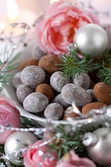 Fototapeta na wymiar christmas chocolate almonds