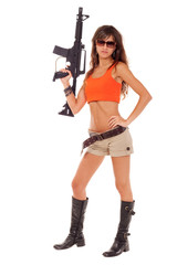 Armed girl posing