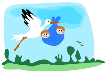 Storch bringt Zwillinge