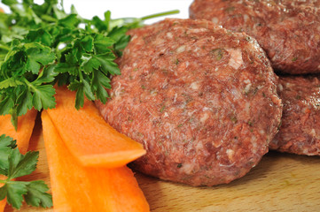 raw minced meat and vegetables