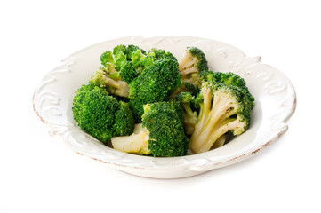 boiled broccoli on dish-broccoli bolliti