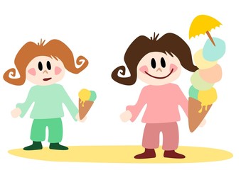 Illustration: Kinder mit Eis, Neid