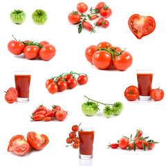 Set of tomatos and tomato juices
