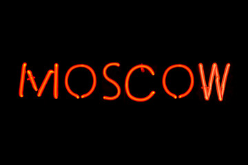 Fototapeta na wymiar Moscow neon sign