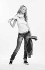 black and white picture of a beautiful woman