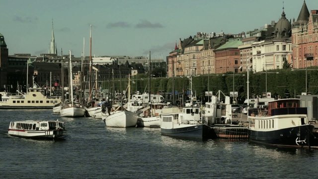 Sightseeing boat in Stockholm. Strandvagen.