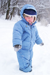 Fototapeta na wymiar cute boy in snowsuit