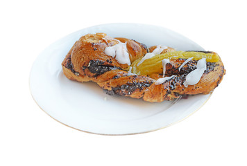 Appetizing roll with cream and poppy
