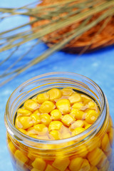 Preserved sweetcorn in jar