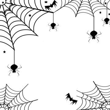 Spiders,their webs and bats-Halloween concept