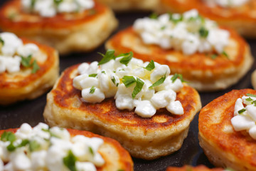 Blinis with cottage cheese