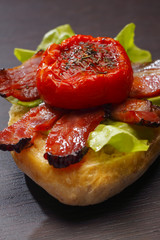 Half a bread roll with additions
