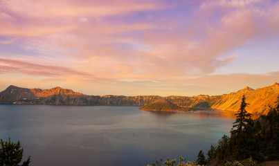 sunset in crater lake