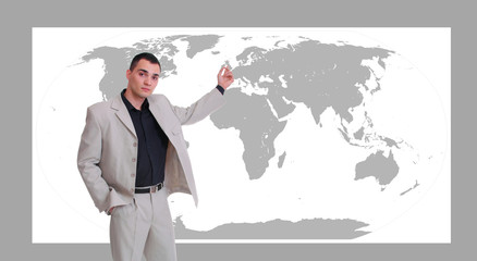   businessman with world map