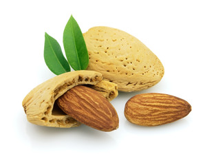 Almonds with leaves