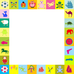 Frame with toys