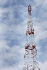 Tall Communication tower on cloudy weather