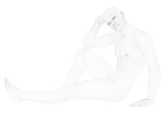 homme pensif filaire