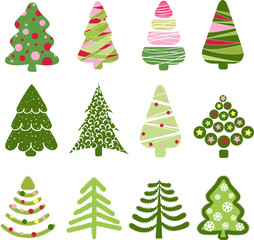 Christmas set tree. Elements for design
