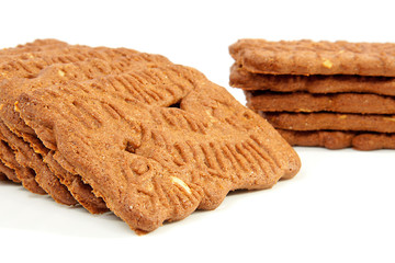 Dutch speculaas biscuit over white background