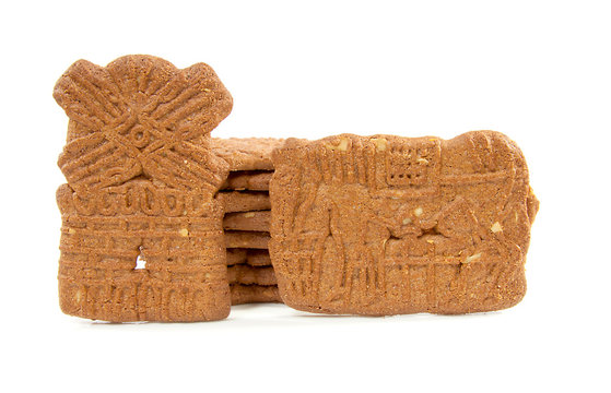 Dutch speculaas biscuit over white background