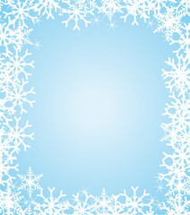 Fototapeta na wymiar Snowflakes frame background