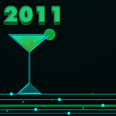 Cocktail with bubbles for 2011 New Year