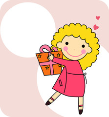 cute girl with gift box