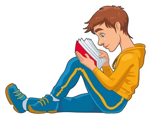 Fotobehang Reading student. Cartoon and vector isolated character © ddraw