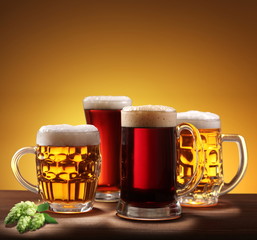 Still-life with beer glasses.