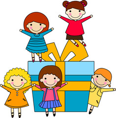 Children and gift box