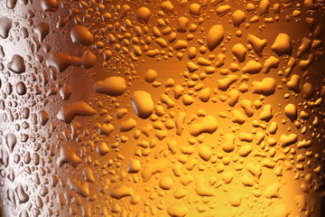 Close up shot of frosty beer glass.