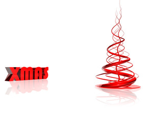 Abstract red christmas tree over white - 26625704