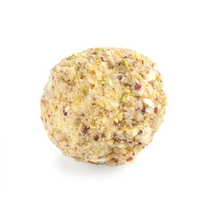 Close-up photo of truffle candy isolated on white