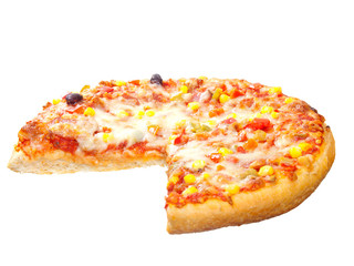 Pizza on white background