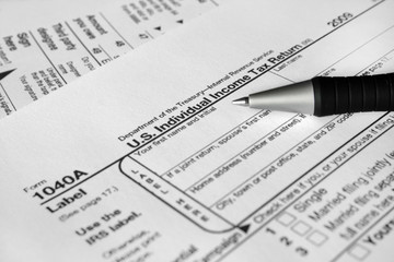 U.S. income tax form 1040X close-up.