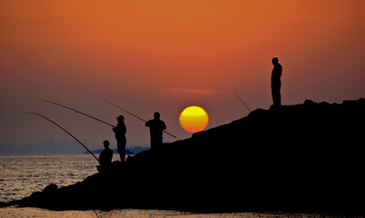 Fototapeta na wymiar Sahil balıkçıları