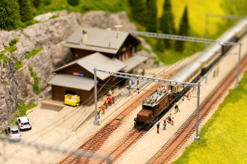miniature model railroad Alpine station