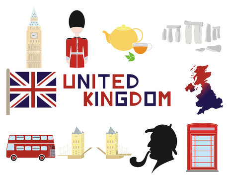 United Kingdom and British icons in a vector illustration
