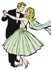 Ilustracion con una pareja bailando
