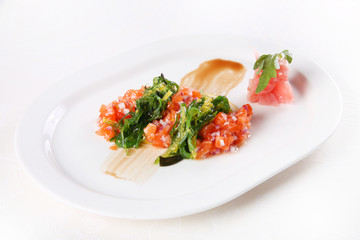 Fish cube and sea cabbage
