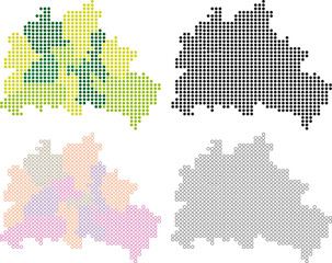 Naklejka premium Karte von Berlin, stilisiert aus Punkten (mit Bezirken)