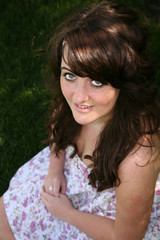Fototapeta premium shot of pretty brunette teen girl