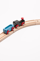 Holzeisenbahn in der Kurve