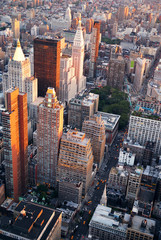 Fototapeta na wymiar New York City Manhattan ulica widok z lotu ptaka